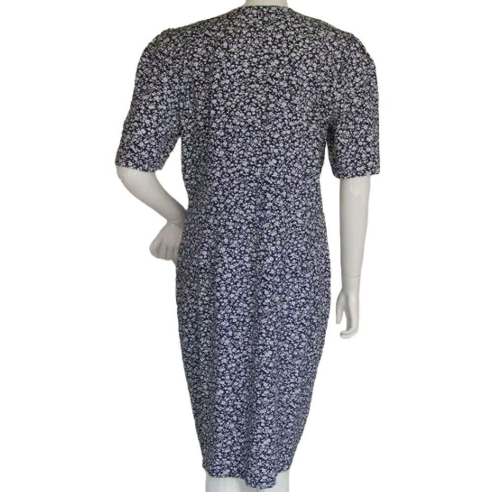 MS. BASIA Dress, VINTAGE 10, Blue Floral, Golden buttons, Short sleeve, Insert - Picture 5 of 14